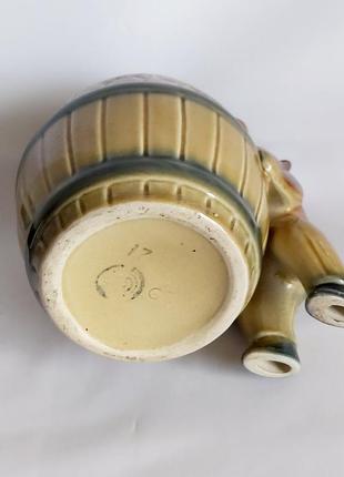 Сахарница мешка с бочонком майолика керамика винтажная6 фото