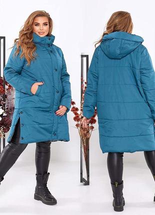 Пальто зимнее стёганое с разрезами 23043 в разных расцветках3 фото