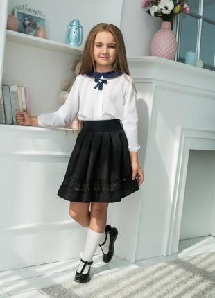 Детская стильная школьная юбка 474 "креп макраме"3 фото