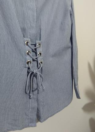 Рубашка блуза в мелкую полоску с имитацией корсета4 фото
