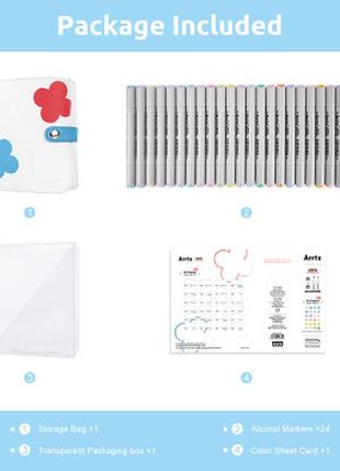 Художественный маркер arrtx спиртовые oros asm-03-pt02, 24 цвета, пастельные оттенки (lc303120)5 фото