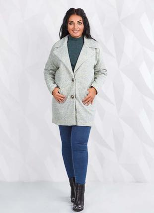 Женское короткое пальто демисезон в больших размерах "букле овер" в расцветках7 фото