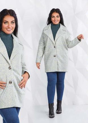 Женское короткое пальто демисезон в больших размерах "букле овер" в расцветках2 фото