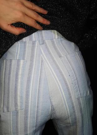 Плотные джинсы стрейч в полоску высокая посадка прямые штаны брюки cotton traders6 фото