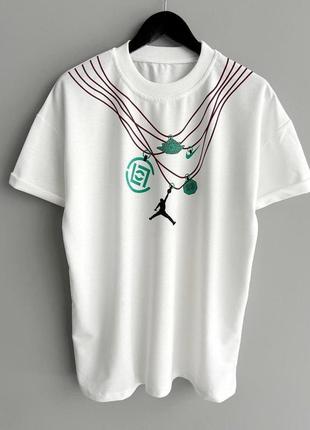 Чоловіча стильна якісна футболка n!ke and jordan біла
