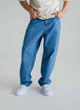 Мужские модные удлинённые джинсы baggу синие. мужские широкие джинсы