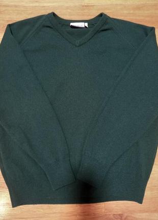 Свитер пуловер мужской темно-зеленый шерсть glenmuir l