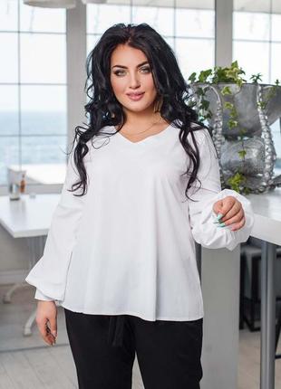 Стильная женская блузка до больших размеров 41250 "софт разлетайка рукава пуф" в расцветках7 фото