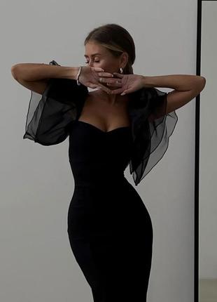 Праздничное черное платье (42-46)6 фото