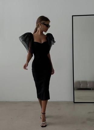 Праздничное черное платье (42-46)3 фото