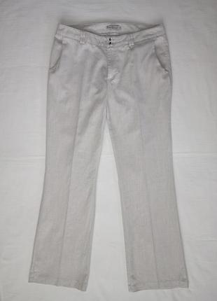 Брюки з натуральної тканини льон-бавовна світло сіро-бежеві
