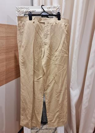 Льняные мужские брюки ovs business беж мужские брюки льняные