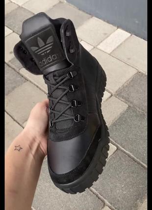 Зимние мужские ботинки/кроссовки на меху adidas натуральная кожа2 фото
