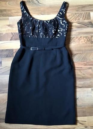 Платье вечернее, кружево на бюсте, черное золото, evan-picone