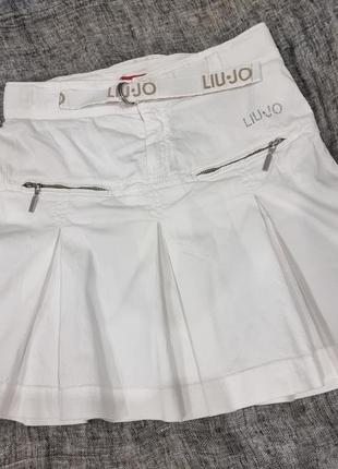 Юбка liu jo 10-12 лет короткая белая с поясом для девочки детская юбка