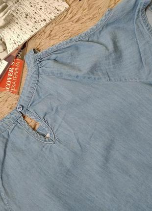 Красивая джинсовая блузка с открытыми плечами и вышивкой/ блуза/кофточка/футболка4 фото