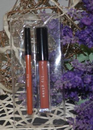 Фирменный набор для губ карандаш и блеск h&b lip gloss lip liner willenhall2 фото