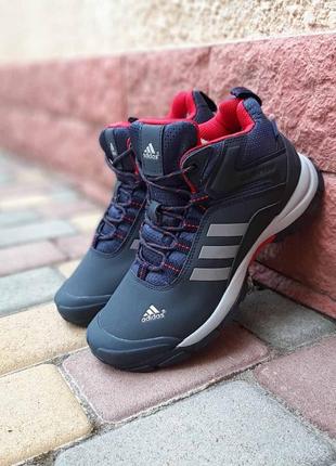 Adidas climaproof высокие синие с красным1 фото