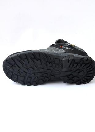 Merrell vibram cordura кроссовки мужские зимние с мехом отличное качество ботинки сапоги высокие теплые мерел водонепроницаемые серые с черным7 фото