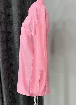 Розовая рубашка с острым воротничком4 фото
