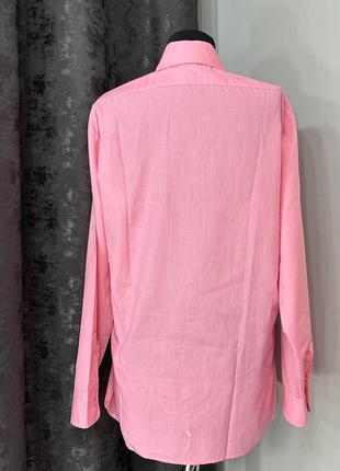 Розовая рубашка с острым воротничком5 фото
