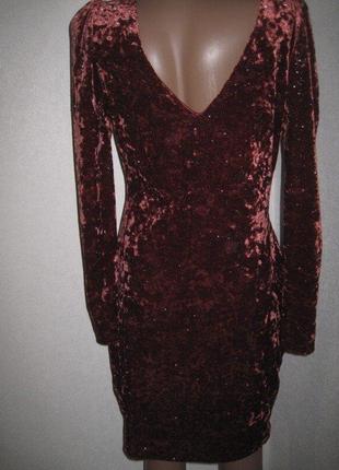 Велюровое пудровое платье с блестками некст р-р122 фото