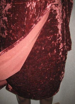 Велюровое пудровое платье с блестками некст р-р124 фото
