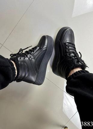 Високі кросівки хайтопи зимові жіночі чорні черевики7 фото