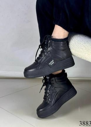 Високі кросівки хайтопи зимові жіночі чорні черевики10 фото