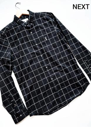 Новая мужская черная рубашка на пуговицах от бренда next. сток