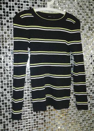 Лонгслів у рубчик смужка чорний жовтий м р.