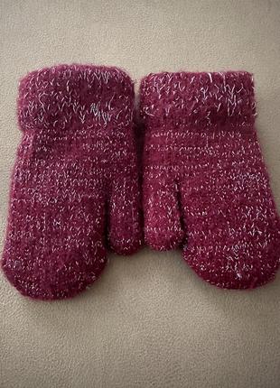 Теплые варежки 1-2 года, рукавички6 фото