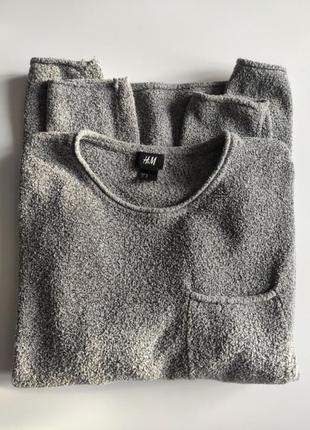 Пуловер h&m р. м светло-серий буклированый7 фото