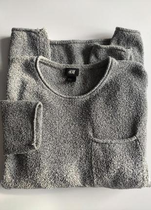 Пуловер h&m р. м светло-серий буклированый2 фото