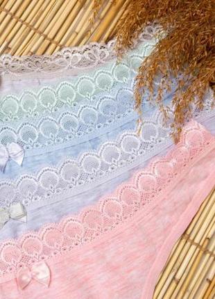 Набор женские стринги с кружевом - цветной меланж - от 5 шт. размер m4 фото
