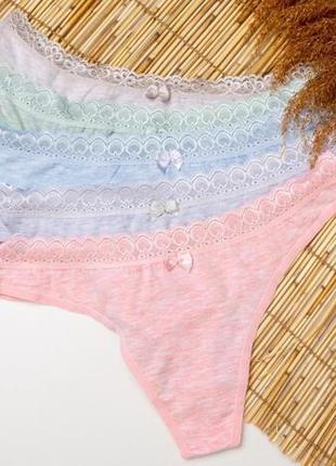Набор женские стринги с кружевом - цветной меланж - от 5 шт. размер m2 фото
