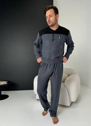 Мужская флисовая пижама. мужская пижама. мужская теплая пижама8 фото