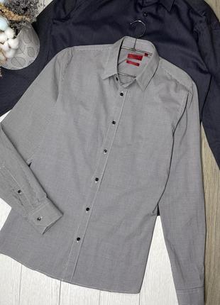 Хлопковая приталенная рубашка hugo boss s рубашка в клетку классическая рубашка мужская