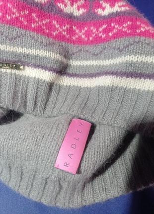 Шапка зимняя,двухсторонняя с орнаментом, шерсть и ангора