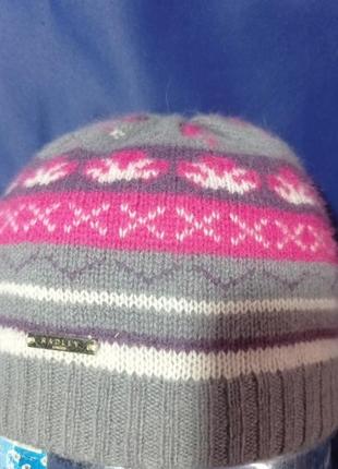 Шапка зимняя,двухсторонняя с орнаментом, шерсть и ангора