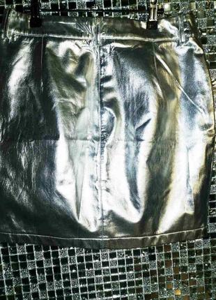 Юбка металлик серебро на xs/s  р3 фото