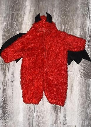 Карнавальный костюм чертятка мохнатый костюм чертика с крыльями и хвостиком на малыша 6-12мис 80см2 фото