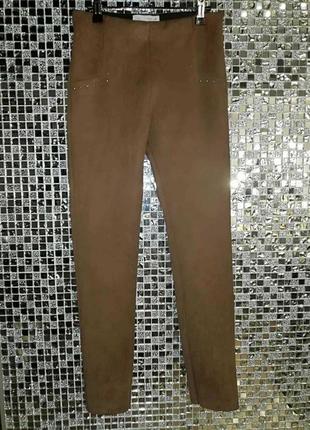 Штани zara сигаретки під замш коричневі xs 13-14 років 164 см