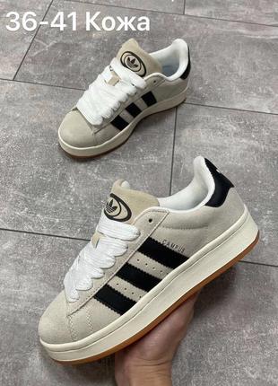 Кросівки кеди adidas campus 00 s dark beige white black молодёжные замшевые кроссовки адидас кампус бежевые