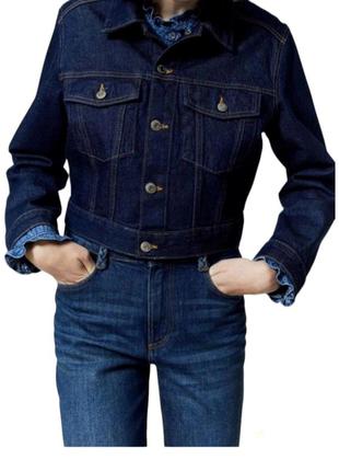 Синяя джинсовая котоннова куртка new look