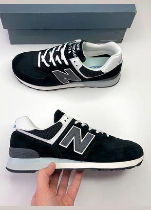 Чёрные замшевые кроссовки new balance 574 новые мужские оригинал