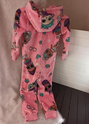 Теплый махровый кигуруми пижама комбинезон слип кукла куколка лол 6-7 лет3 фото