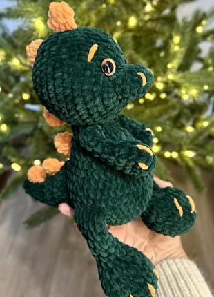 Динозавр дракончик дракон вязаный плюшевая игрушка ручной работы символ 2023 года подарок ребенку2 фото