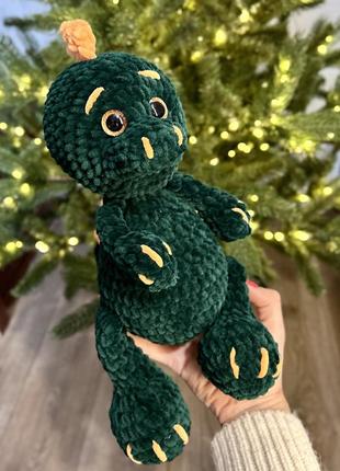Динозавр дракончик дракон вязаный плюшевая игрушка ручной работы символ 2023 года подарок ребенку3 фото