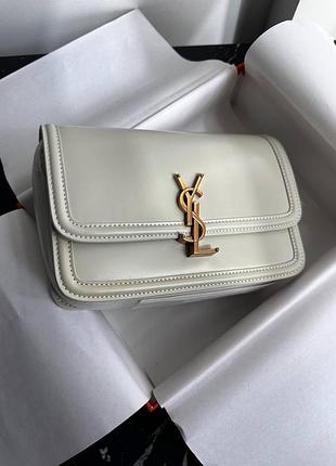 Кожаная сумка белая в стиле ив сен лоран солферино solferino
